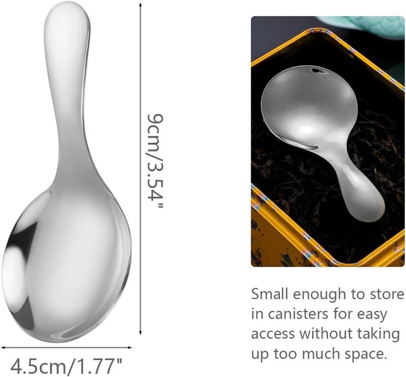 ICSTM Small Scoops for Canisters,4 Pcs Coffee Scoops,Short Handle Spoons for Salt Sugar Condiments Coffee Tea Dessert (Silver) - Image 3